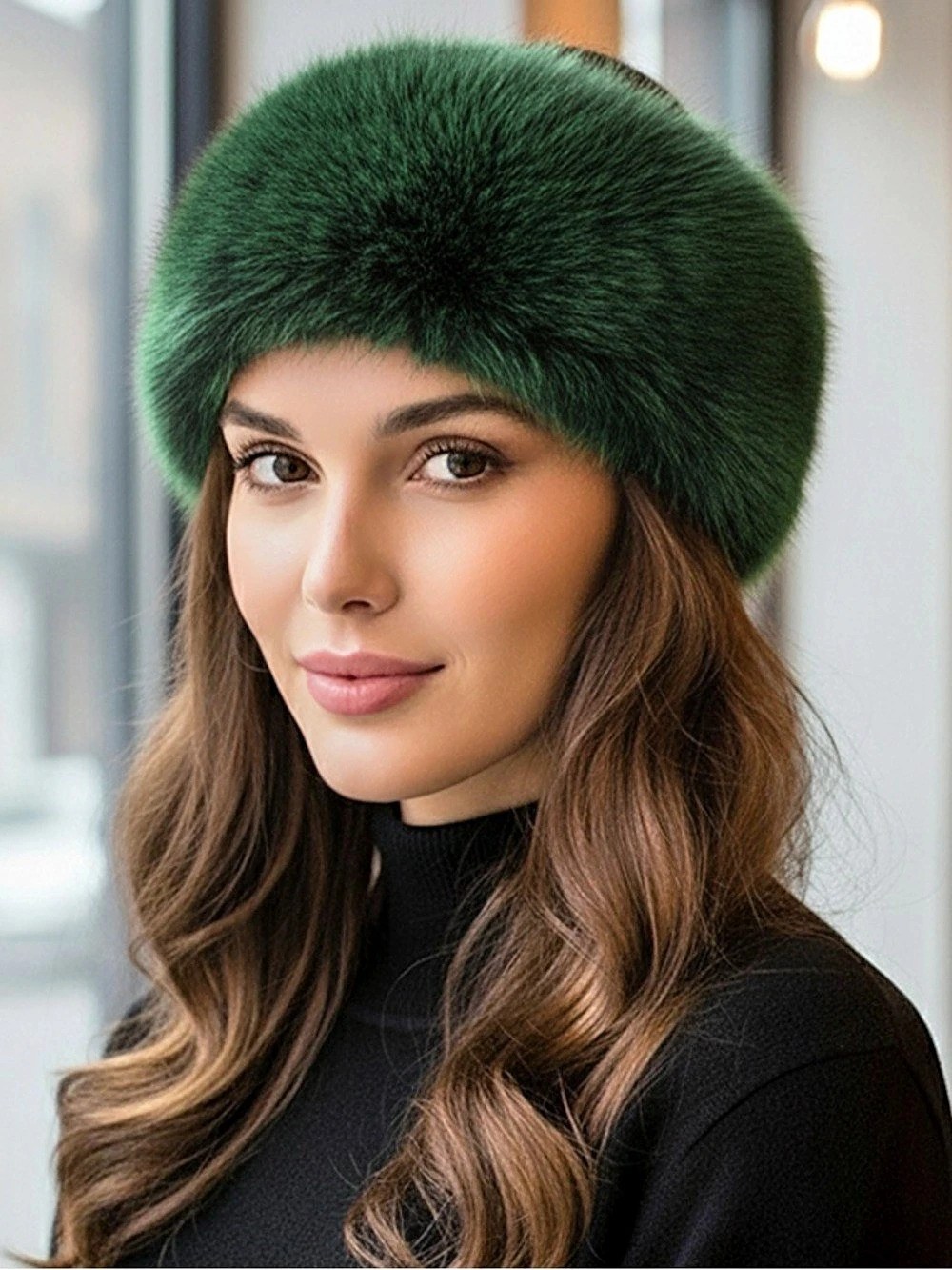 Green Faux Fur Hat BRAND NEW!